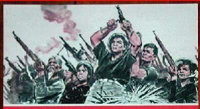 NVA troops enter Saigon in Soviet Tanks, 1975. A Chinese Poster about the Vietnam War. There were unexploded shells everywhere and we made workshop chambers in the tunnels.