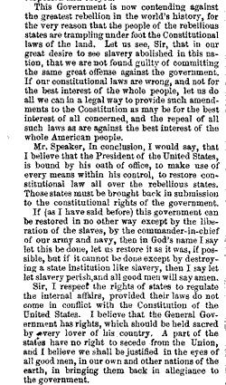 Document H The Emancipation Proclamation. Excerpt: Speeches of the Hon. Albert Andrus, of Franklin, and Hon. William H.