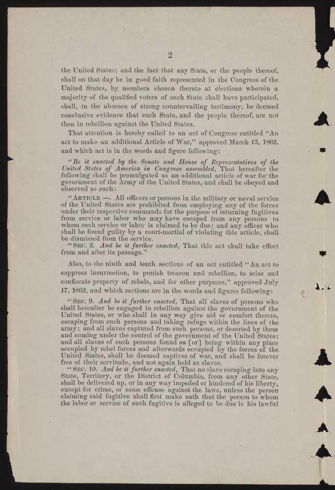 Document C Preliminary Emancipation Proclamation. General orders No. 139.