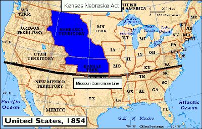 Kansas-Nebraska Act Repealed the Missouri Compromise by reopening territory that had been closed to