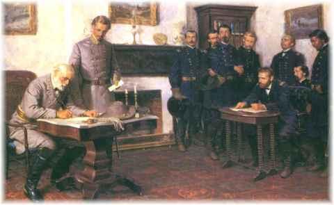 SURRENDER AT APPOMATTOX On April 3, 1865, Union troops conquered Richmond, the Confederate capital On April 9, 1865 in a Virginia town