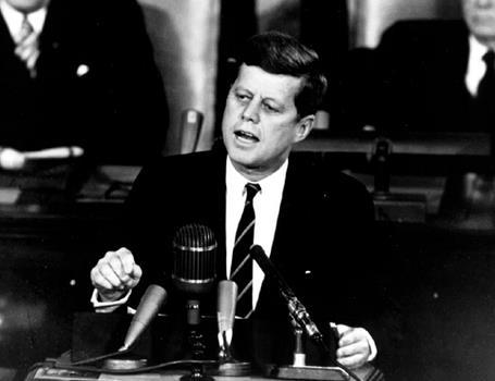 On May 25, Kennedy gives a speech before a joint session of Congress calling for an
