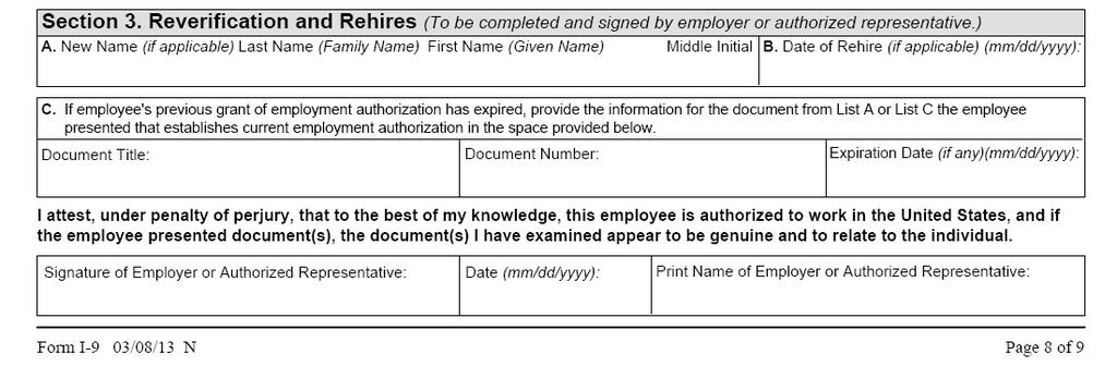 Section 3 Reverification & Rehires Notable Points: Can be used for rehires within 3
