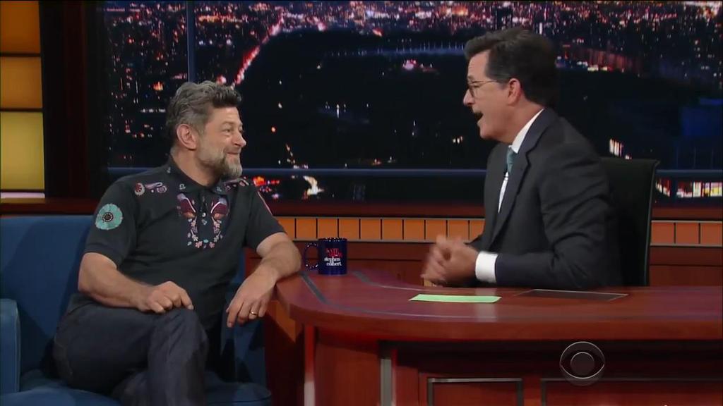 Andy Serkis Becomes Gollum To Read Trump's Tweets The Late Show with Stephen Colbert, 2017 Motion capturing and voice actor Andy Serkis