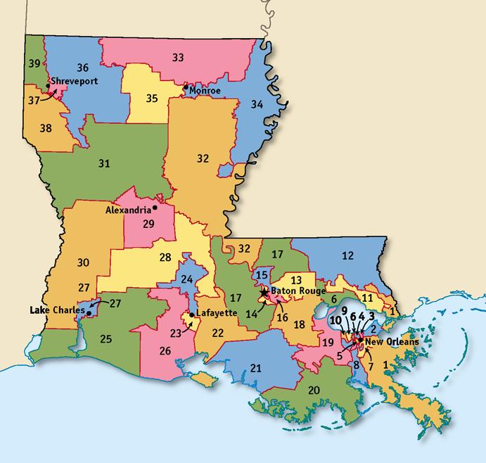 A legislator is a member of the legislature. Map 15 Louisiana Senate Districts Map Skill: In which senate district do you live?