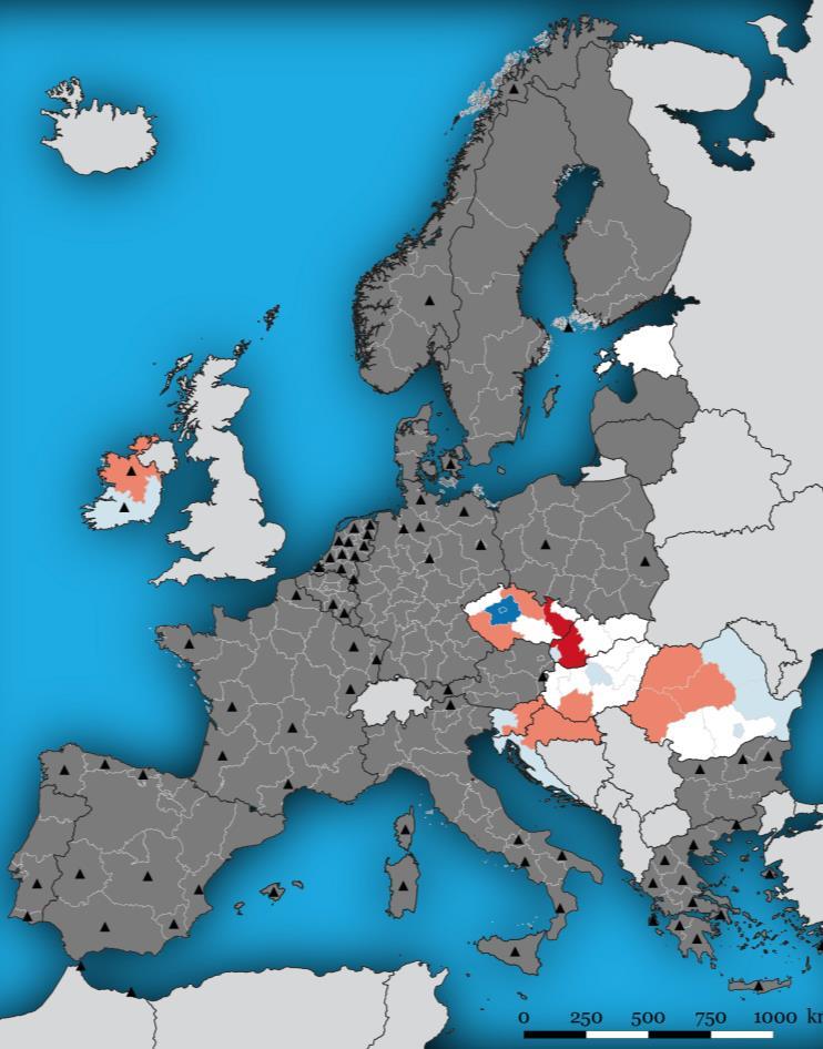 Exp in M Euro Electronics In this sector some of the most exposed regions are Západné Slovensko region (SK), Střední Morava region (CZ), Vest Development Region (RO), while among smaller countries