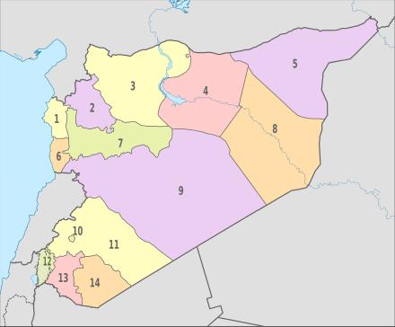 Administrative Divisions 1 Latakia 2 IdlibI 3 Aleppo 4 Al-Raqqah 5 Al-Hasakah 6 Tartus 7 Hama 8 Deir ez-zor