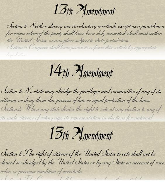 D. Civil War Amendments 13 th Amendment (Jan 1865) ends slavery 14 th Amendment (1868) People born in the U.S.