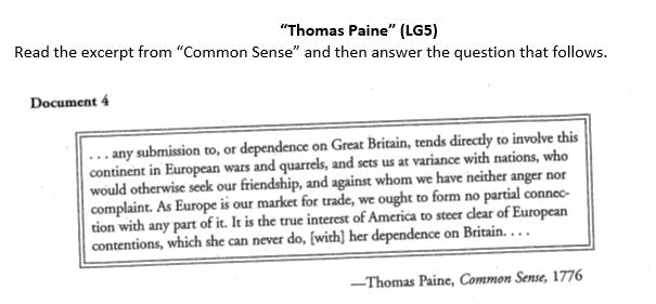 1. According to Thomas Paine, what are two problems that America will