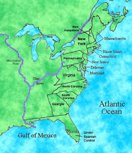 1733 - THIRTEEN COLONIES ALONG THE EAST