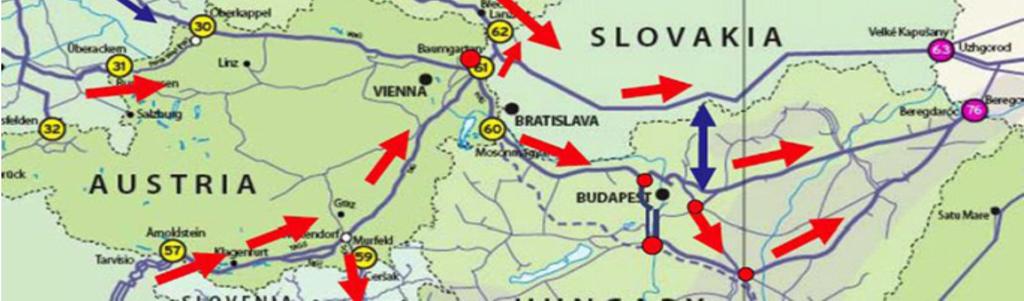 The Brotherhood pipeline is also linked to the Transit pipeline network south of the Czech city of Brno, which ensures the transportation of natural gas mainly in the East Western direction to other