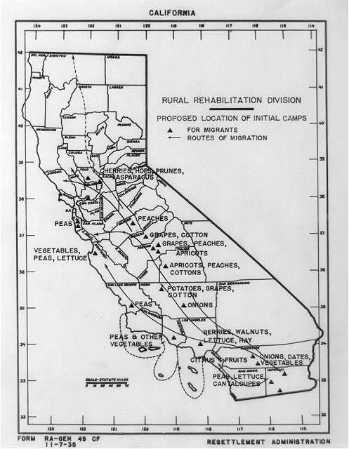 Source 1F: Map of California by Rural Rehabilitation Division, 1935?
