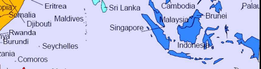 Brunei Darussalam, Cambodia, Fiji, Indonesia, Lao PDR, Malaysia, Myanmar,