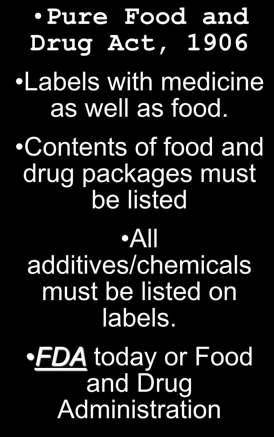 Pure Food and Drug Act, 1906 Labels with medicine