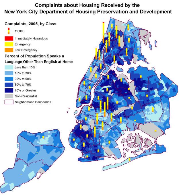 Map 4 Sources: Complaint Counts: Released by the NYC Department of Housing Preservation and Development, 2006 Speak