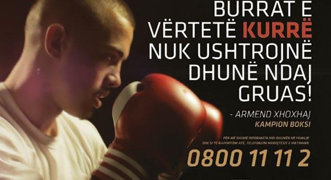 REAL MEN NEVER HIT WOMEN Poster from an OSCE Mission in Kosovo campaign on violence against women with the message Real men never hit women from boxing champion Armend Xhoxhaj.
