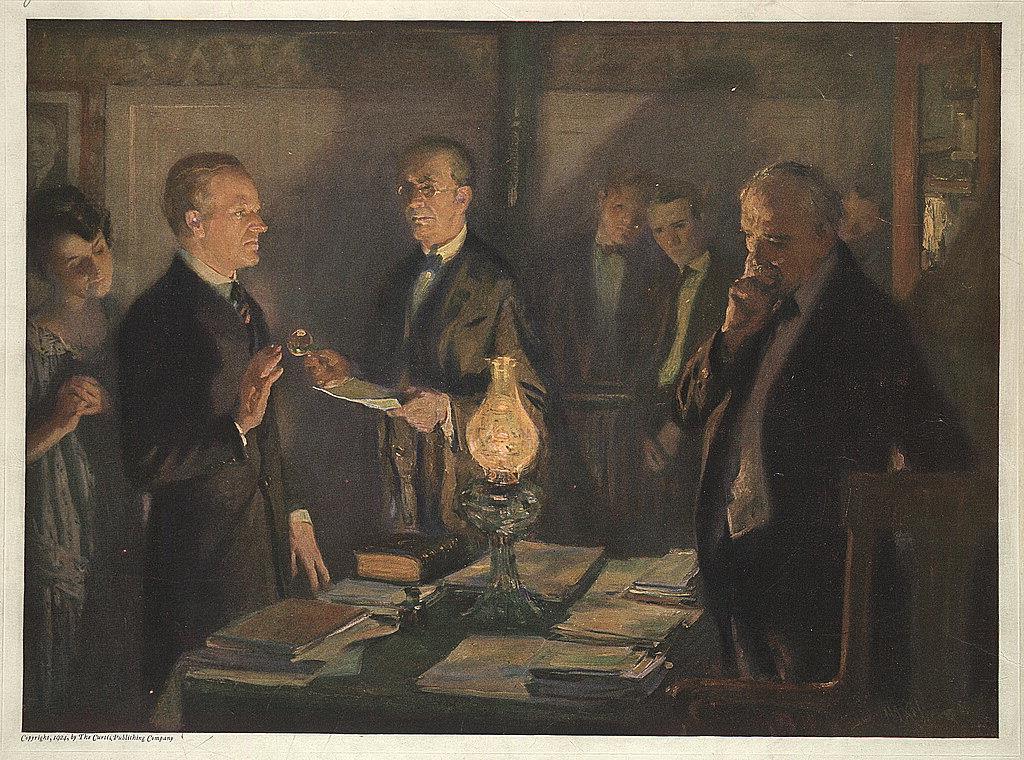 Vice President Coolidge swearing in. Warren G. Harding died August 2nd, 1923.