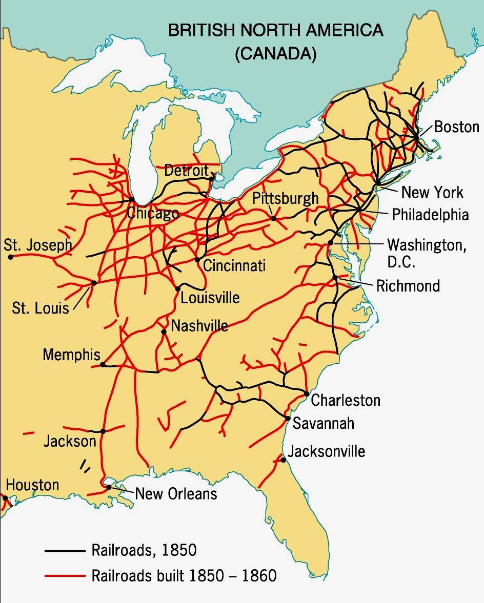 The Railroad Revolution 1850s Where do you see the majority
