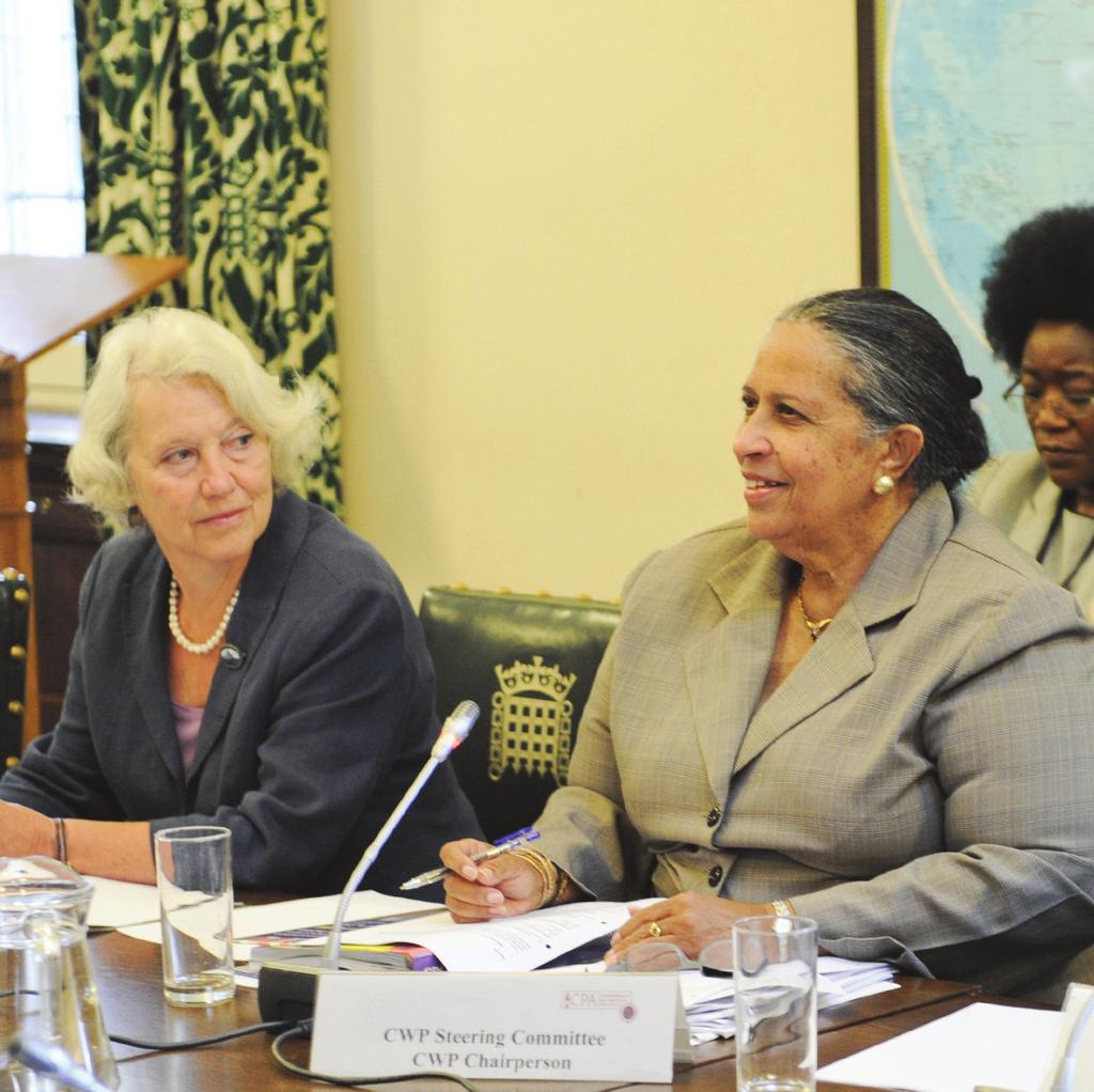The CWP Chairperson, Hon. Alix Boyd Knights, MHA, (right) speaking at the CWP Steering Committee meeting in London in 2011.