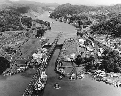 Panama Canal America now controlled territory in the Atlantic and Pacific oceans.