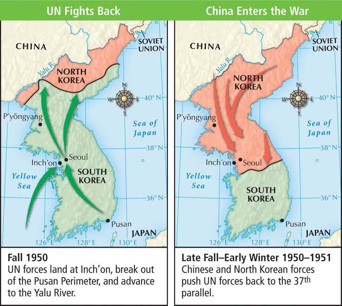 Section 3 The United States led a UN force to help South Korea.