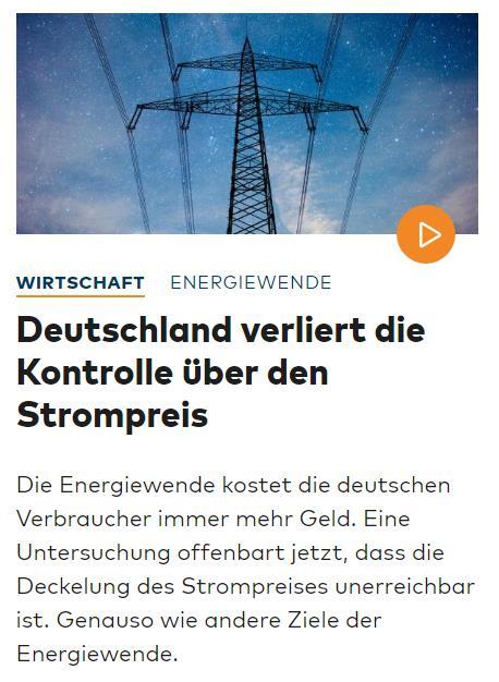 ENERGIEWENDE IMPLIES TREMENDOUS COSTS FOR GERMAN END-USERS AN