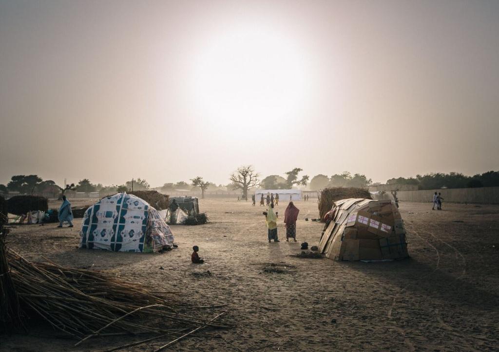 Makeshift shelters at Farm Centre Camp, Maiduguri, Northeast Nigeria Makeshift shelters in