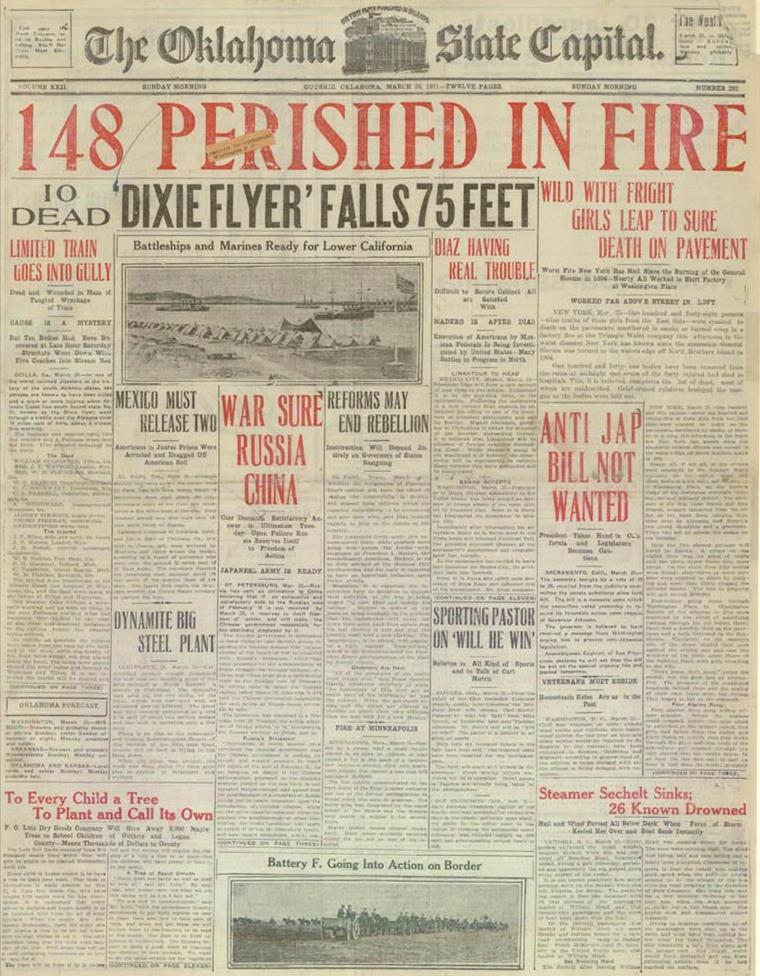 Triangle Shirtwaist Fire 1911 New York City Locked doors 800 trapped 146