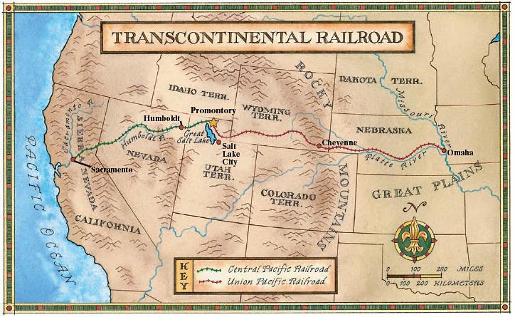 In 1863, the Central Pacific headed eastward from Sacramento.