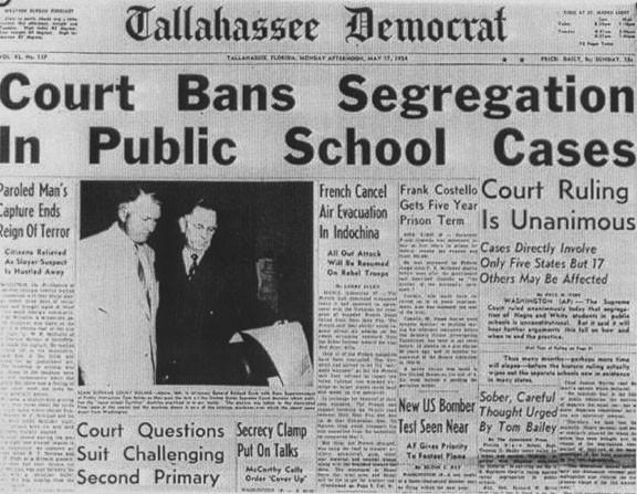Board of Education (1954) Separate But Equal Doctrine Overturned School