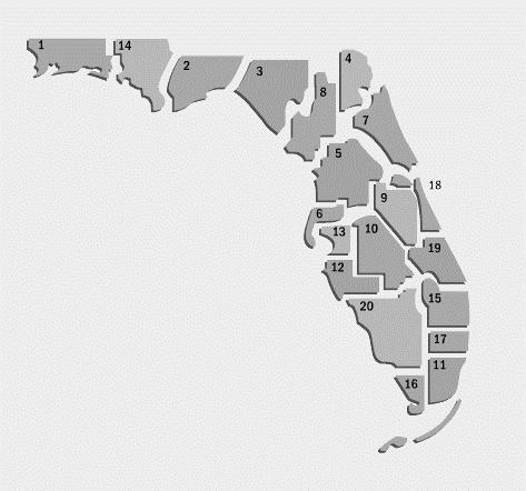 Florida s Circuits Circuit Counties within 1 st Escambia, Okaloosa, Santa Rosa and Walton 2 nd Franklin, Gadsden, Jefferson, Leon, Liberty, and Wakulla 3 rd Columbia, Dixie, Hamilton, Lafayette,