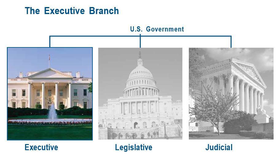 The U.S. government has three branches or parts. One branch is the executive branch. The President is in charge of the executive branch. 1. What is the name of the President of the United States now?