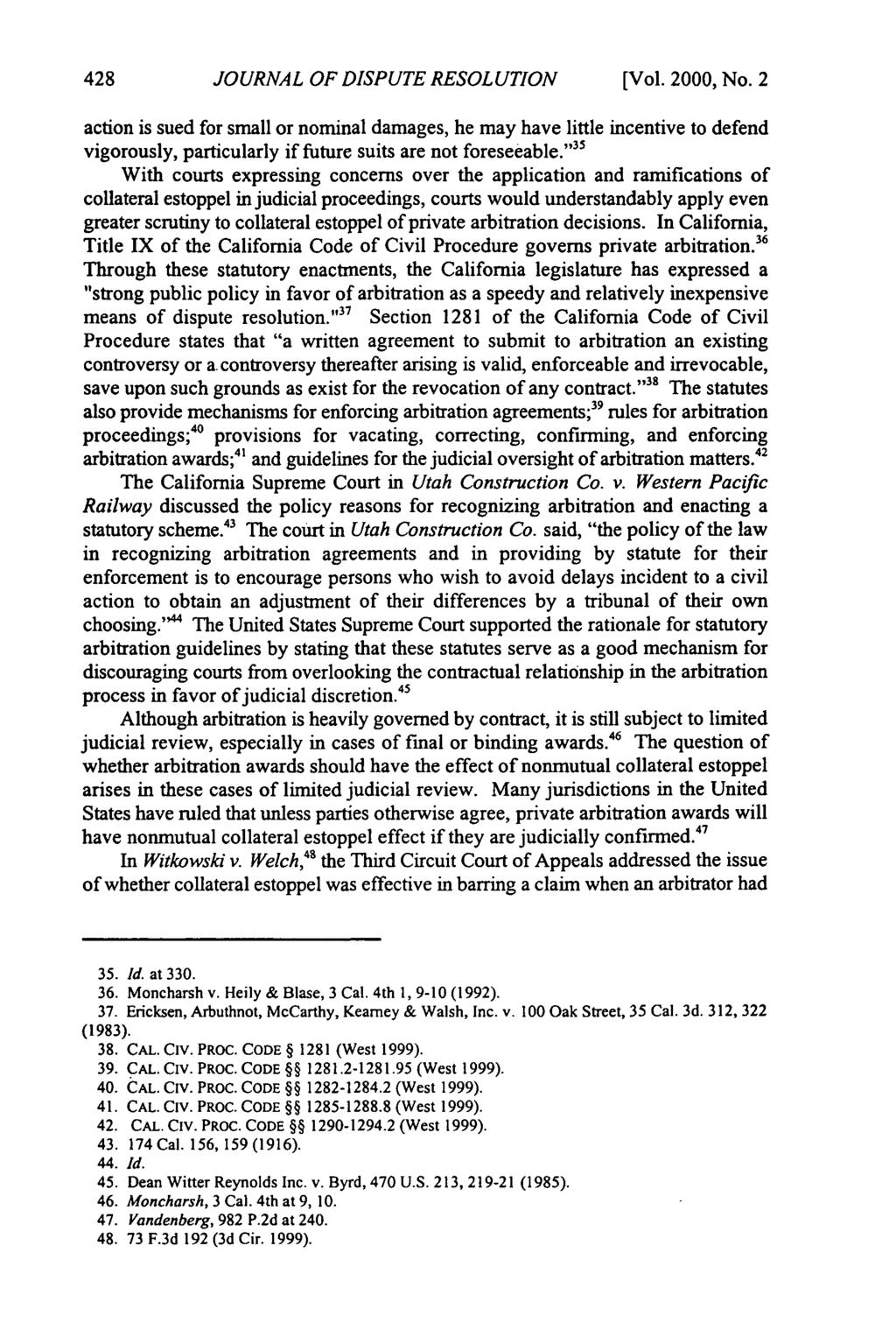 Journal of Dispute Resolution, Vol. 2000, Iss. 2 [2000], Art. 13 JOURNAL OF DISPUTE RESOLUTION [Vol. 2000, No.