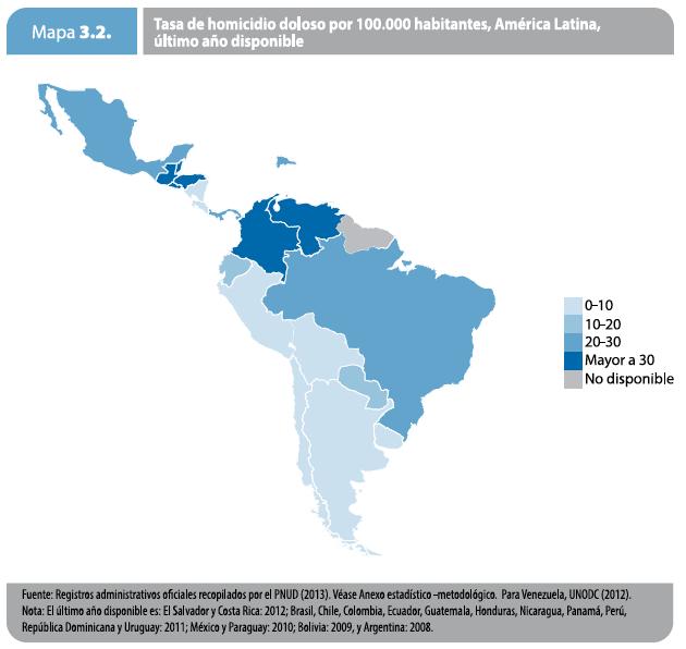Regional Human Development Report 2013-2014 A common challenge with significant variations Homicide rate per 100,000 inhabitants, Latin America, last available year 11 countries with epidemic
