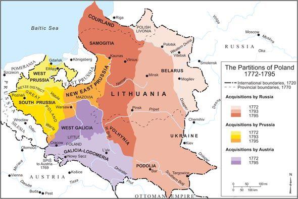 Partition of Poland Poland divided up by Russia, Austria, and Prussia three times 1772-1795