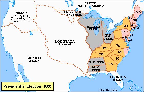 Election of 1800 Adams peace with France alienated high federalists Lost