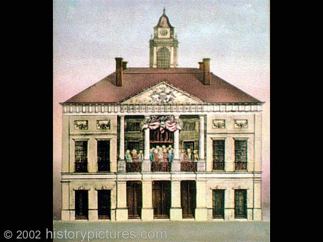 Washington s Inauguration The inauguration of George Washington as the first president of the U.S., on the balcony of Federal Hall in New York City on April 30, 1789.