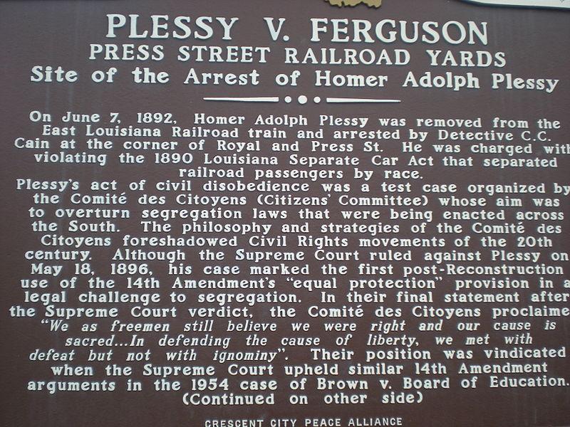 separate train cars for blacks and whites Homer Plessy: Biracial, lived
