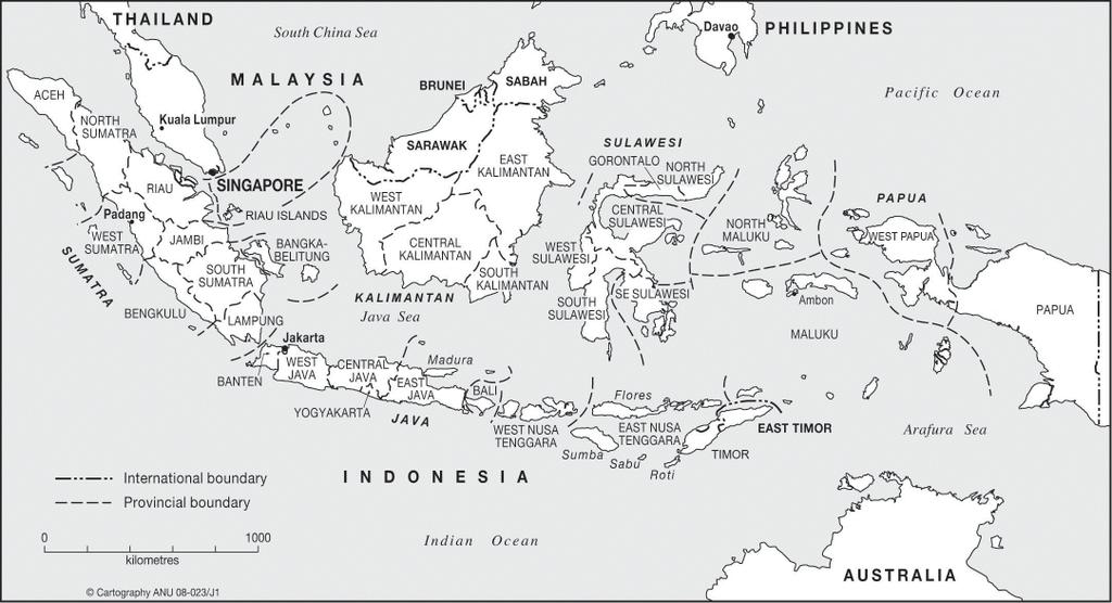 Figure 1: Provincial Map of Indonesia Note: This is a map of Indonesia in 2011, in which there are 33 provinces in the country.