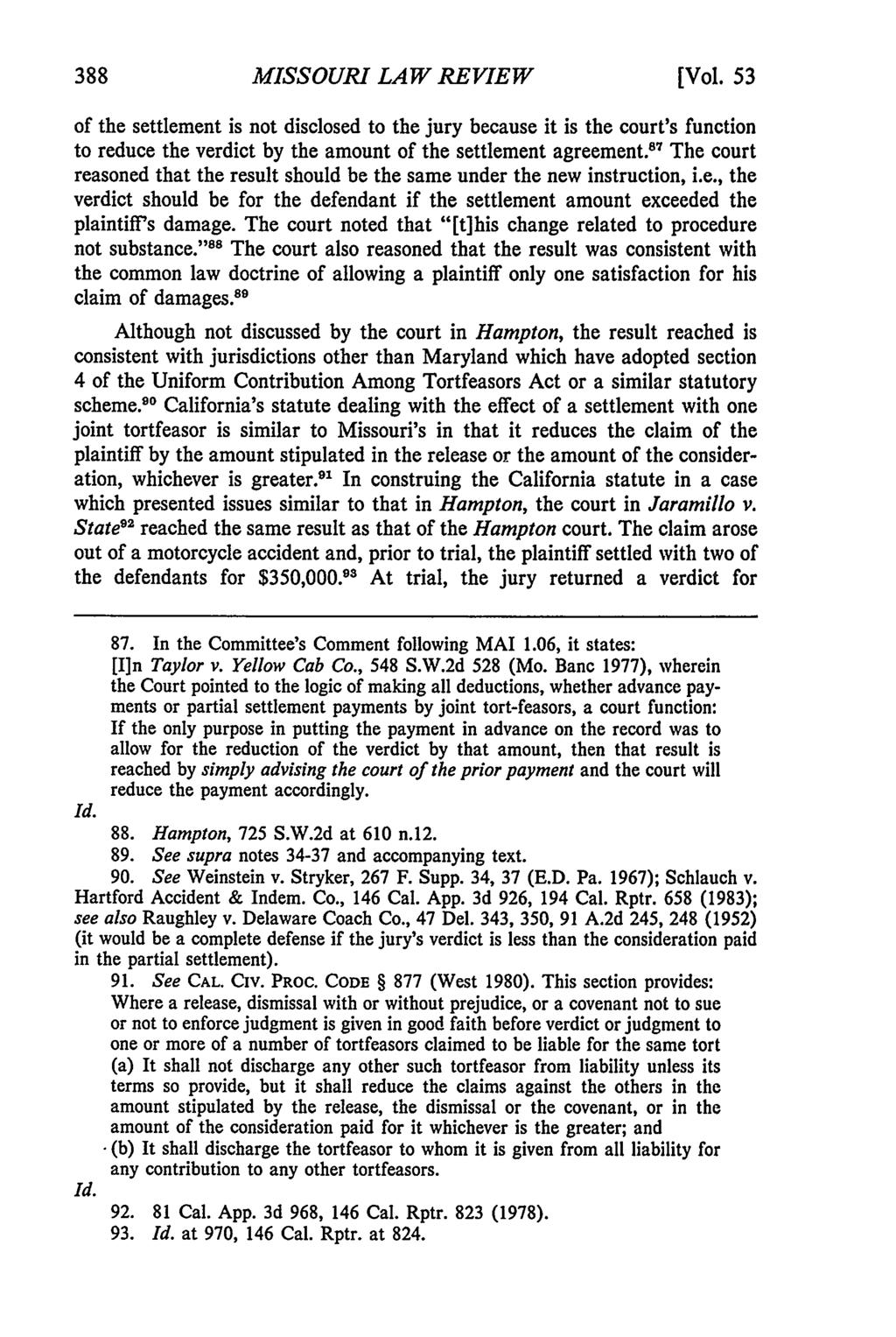 Missouri Law Review, Vol. 53, Iss. 2 [1988], Art. 8 MISSOURI LAW REVIEW [Vol.