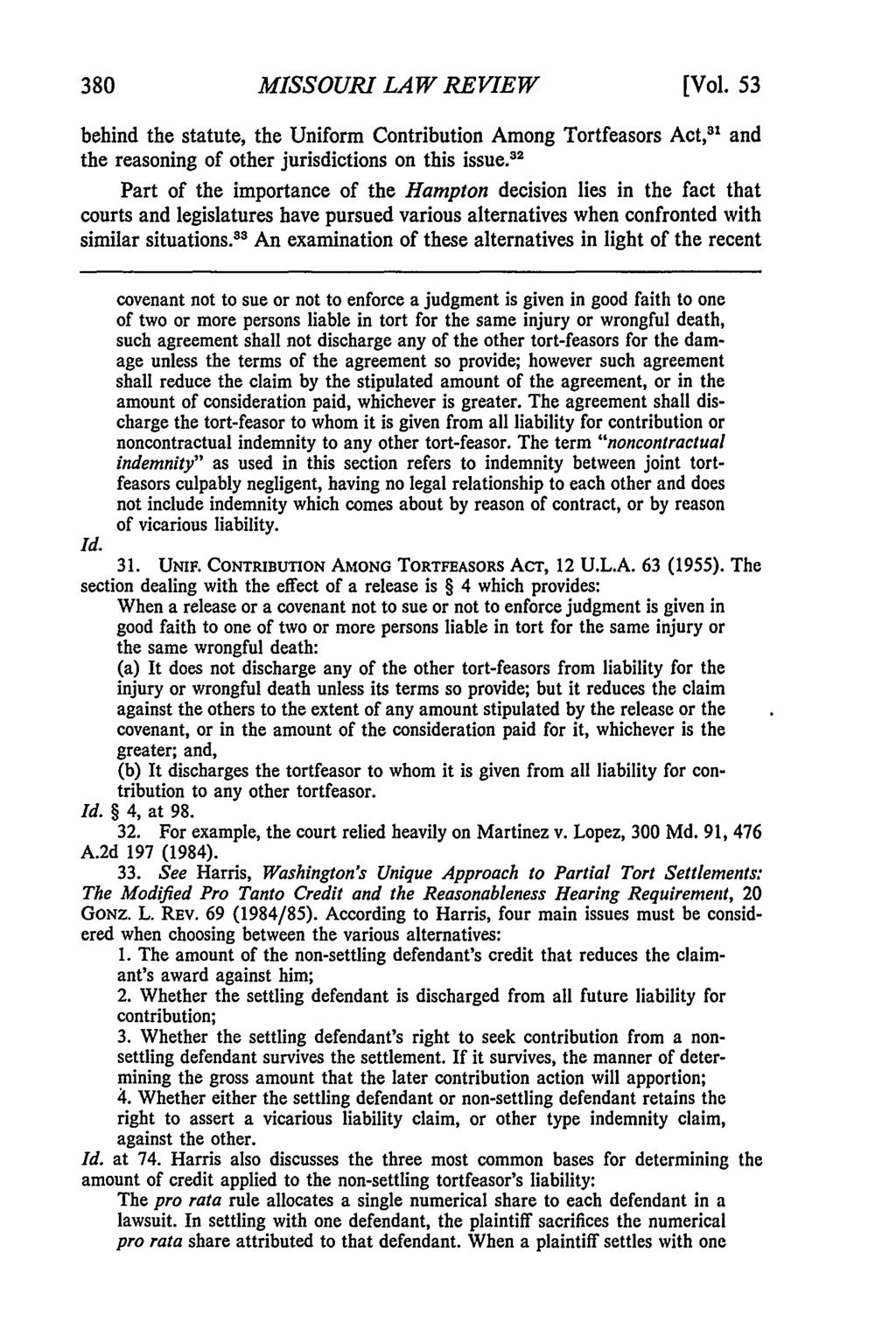 Missouri Law Review, Vol. 53, Iss. 2 [1988], Art. 8 380 MISSOURI LAW REVIEW [Vol.