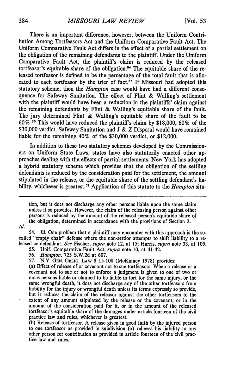 Missouri Law Review, Vol. 53, Iss. 2 [1988], Art. 8 MISSOURI LAW REVIEW [Vol.