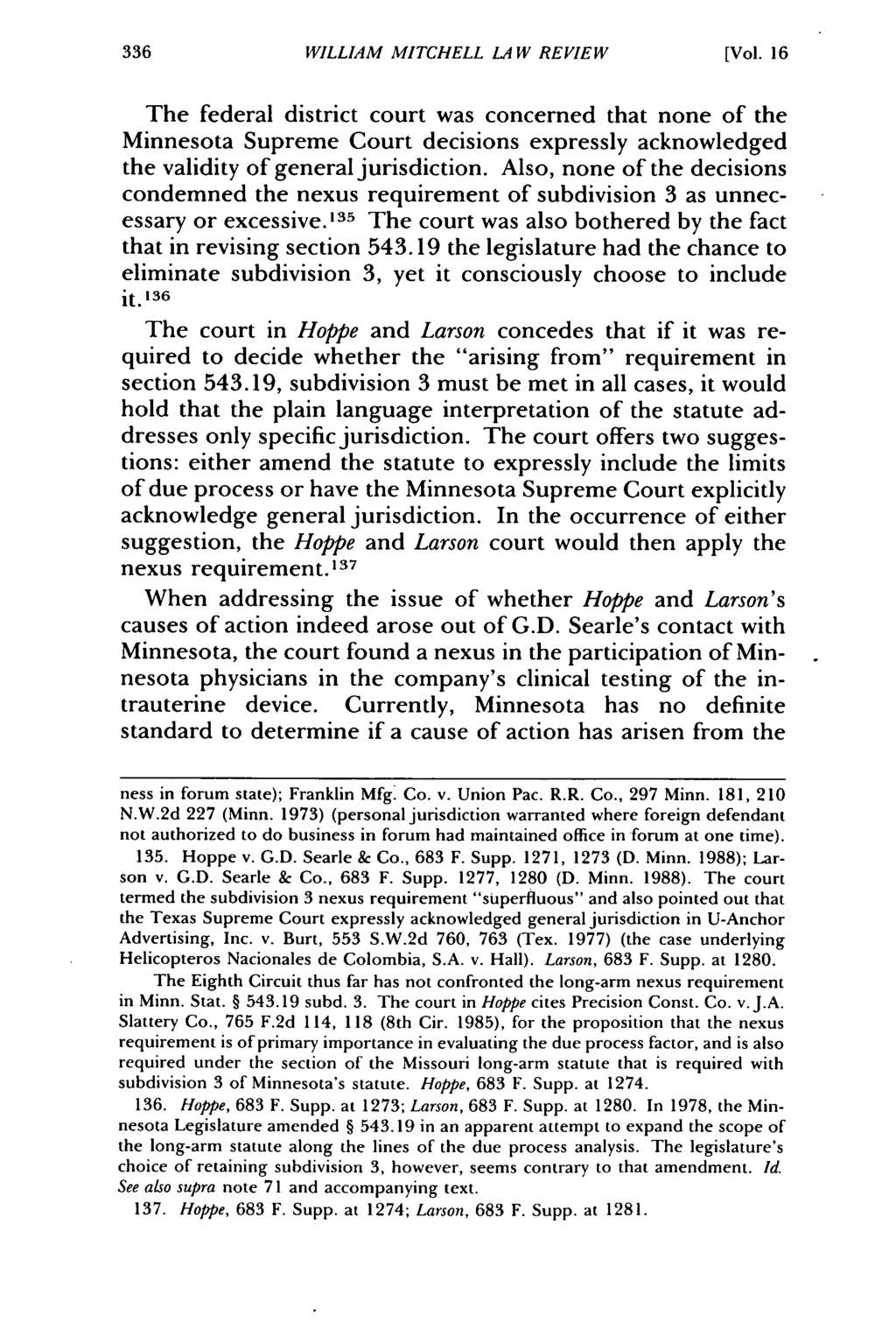 William WILLIAM Mitchell Law MITCHELL Review, Vol. 16, LA Iss. W 1 REVIEW [1990], Art. 7 [Vol.