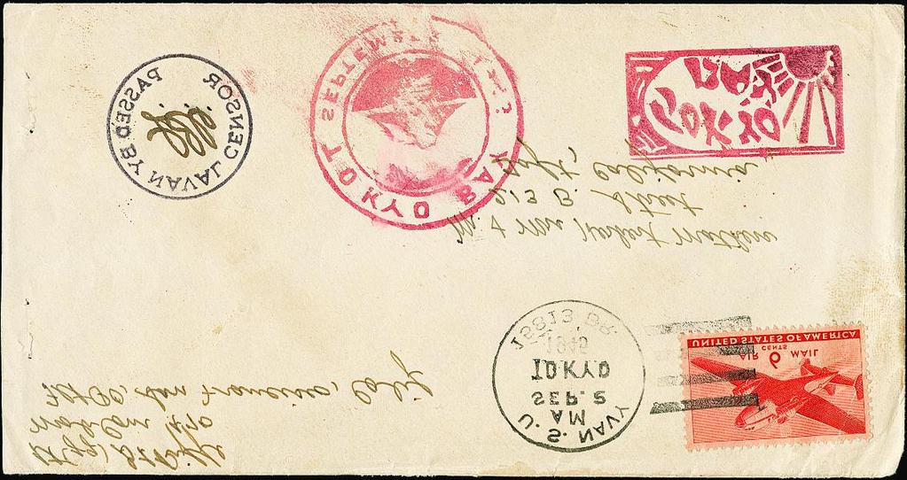 The formal signing took place on September 2, 1945, aboard the USS Missouri in Tokyo Bay, an event marked by the souvenir cover shown below, mailed by a