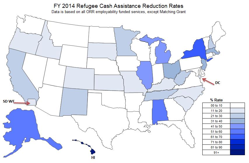 CASH ASSISTANCE REDUCTIONS Reduction as a measure for program success depends on how quickly employment is secured from the point of assistance access and the participant s level of earnings.