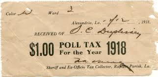 poll taxes The technicality required members of a state to pay a special tax to before they could vote.