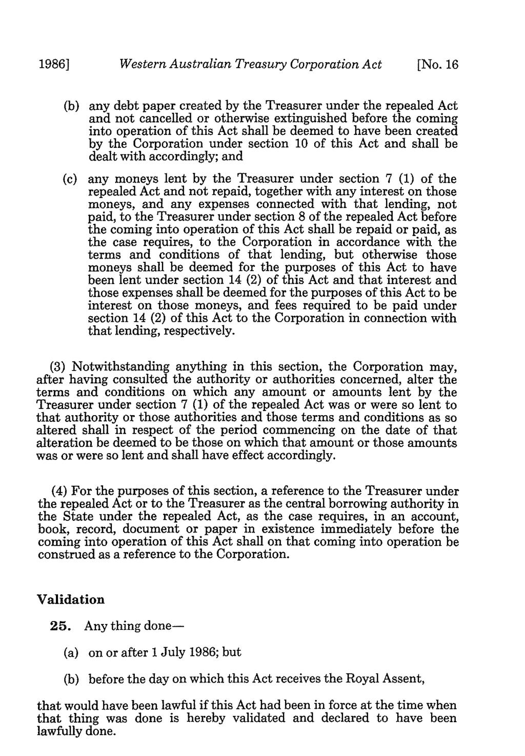 1986] Western Australian Treasury Corporation Act [No.