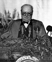 Cold War: Churchill s Iron Curtain Speech 1946 Churchill at Westminster College Fulton, Missouri (1946) From Stettin in the Baltic to Trieste in the Adriatic an