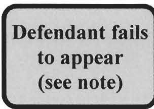 P Defendant fails to appear (see note) <;