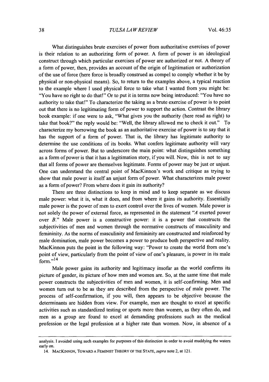 Tulsa Law Review, Vol. 46 [2010], Iss. 1, Art. 7 38 TULSA LAW REVIEW Vol.